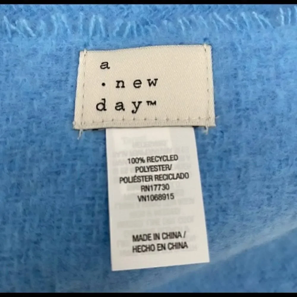🛍A New Day Women’s Solid Baby Blue Fashion Fringe Ends Blanket Scarf